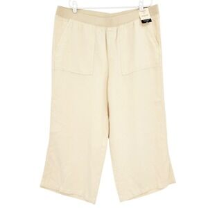 St. Johns Bay Women's Pull-on Wide Leg Easy Fit High Rise Birch Crop Pants 1X NW